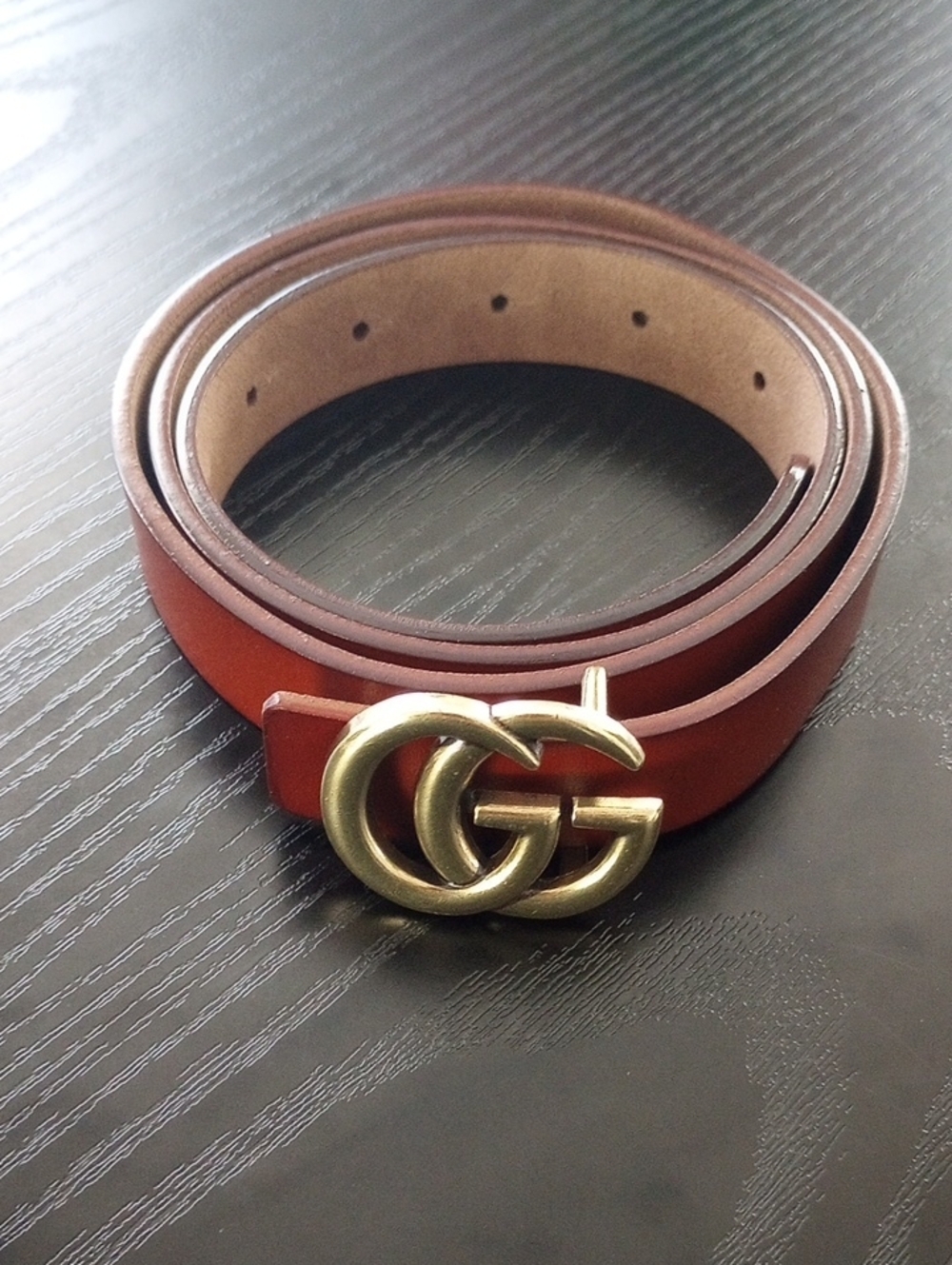 GG Brown Belt Golden Buckle